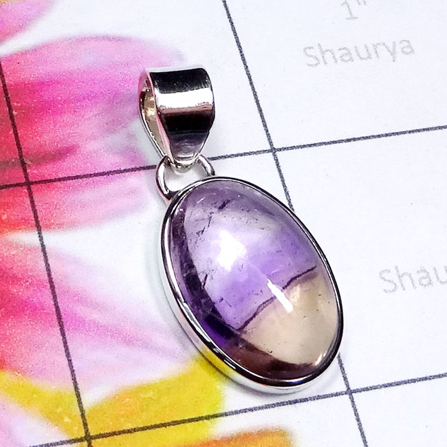 Ametrine O - ISP883-Cab Ametrine with 925 Superior Silver Stunning Pendant