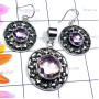 Amethyst C - NDS964-Exclusive 925 Silver with Cab Charoite, Rainbow Earring P