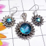Labradorite Cut A - NDS963-Labradorite Cut, Charoite, Made in 925 Silver Designer Ea