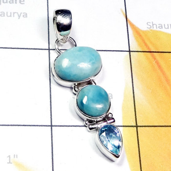 Larimar n Blue Topaz C - SD792-Larimar, Blue Topaz, Crystal Exclusive 925 Silver Elegant
