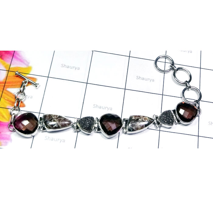 Turtella Jasper, Smokey, Flat Druzy B - SPB963-Turtella Jasper, Smokey, Druzy, Made in 925 Silver Wholes