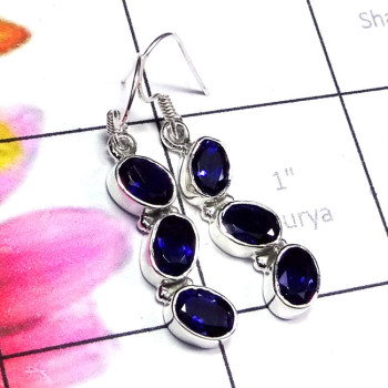 Ioite H - SDE861-Genuine Cut Gemstone 925 Sterling Silver Designer Earring