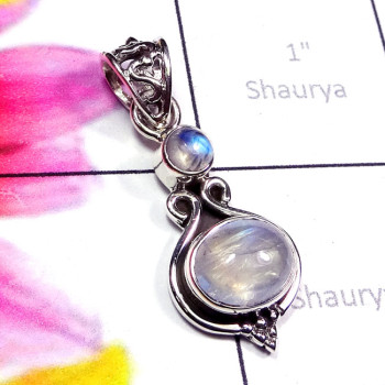 Rainbow O - SD790-Two Stone with 925 Silver Genuine Gemstone Designer Pendan Rainbow O - SD790-Two Stone with 925 Silver Genuine Gemstone Designer Pendan