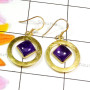Amethyst A - SGE962-Cab Amethyst with 925 Silver Gold Plated Vermeil Earring