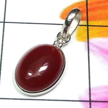 Red Onyx A - BPS985-925 Sterling Silver Genuine Gemstone Bezel Pendant Red Onyx A - BPS985-925 Sterling Silver Genuine Gemstone Bezel Pendant