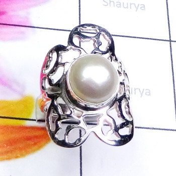 Pearl B - SFR970-Cut n Cab Gemstone 925 Exclusive Silver Designer Ring Pearl B - SFR970-Cut n Cab Gemstone 925 Exclusive Silver Designer Ring