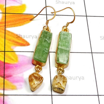 Citrine Rough O - RGE979-Rough Gemstone 925 Silver Gold Plated Handmade Earring Citrine Rough O - RGE979-Rough Gemstone 925 Silver Gold Plated Handmade Earring