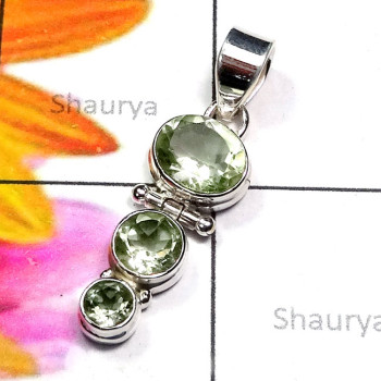 Green Amethyst H - SD760-Genuine Cut n Cab Gemstone 925 Sterling Silver Handmade De