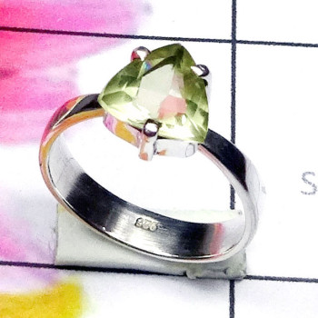 Green Amethyst B - SPR979-Cut Gemstone 925 Manufacturer Prong Setting Ring