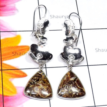 Turtella Jasper E - BZE936-Fancy Shape Semiprecious Gemstone 925 Sterling Silver Fan Turtella Jasper E - BZE936-Fancy Shape Semiprecious Gemstone 925 Sterling Silver Fan