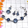 3 Pcs Set Blue Mystic A - SCS990-Blue Mystic n Rainbow Mystic Cut Gemstone 925 Silver Whol