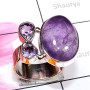 Amethyst Cab O - CLR957-Semiprecious Cut n Cab Gemstone 925 Silver Adjustable Clu