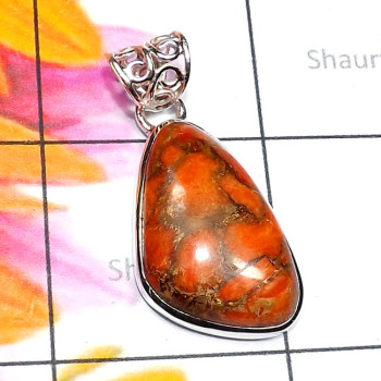 Red Copper Turquoise A - ISP861-925 Plain Silver Red Copper Turquoise Fancy Shape Stunnin