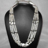 White pearl K - BDN996-Handmade beads Necklaces with 925 sterling silver