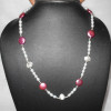 Pearl cab F - BDN989-Beautiful white Pearl with 925 sterling silver beads Neck