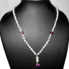 Pearl cab J - BDN989-Beautiful white Pearl with 925 sterling silver beads Neck