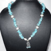 Blue Topaz O - BDN988-Semiprecious gemstone Beads with 925 sterling silver