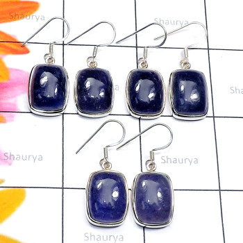 3 Pair Iolite Cab A - SVP909-Sterling 925 Silver with Iolite Cab 3 Pair Trendy Earring 3 Pair Iolite Cab A - SVP909-Sterling 925 Silver with Iolite Cab 3 Pair Trendy Earring