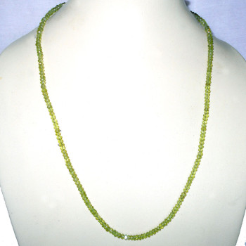 Peridot cut A - BDN976- Genuine gemstone with 925 sterling silver Beads Necklace