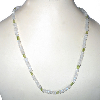 Rainbow cut, Peridot cut G - BDN976- Genuine gemstone with 925 sterling silver Beads Necklace
