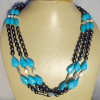 Blue Turquoise, Pearl D - BDN975- 925 Sterling silver with Beads fashion necklaces collect
