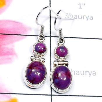 Purple Turquoise B - SPE964-Blue Copper, Green, Tibet, n Purple Turquoise 925 Silver