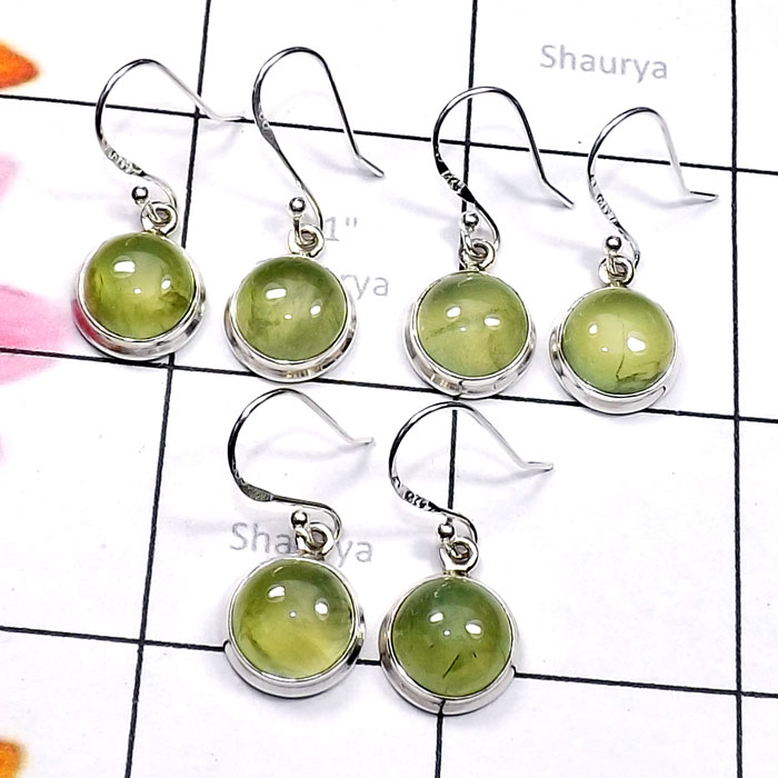 3 Pair Prynite C - SVP900-Semiprecious Cab Gemstone 925 Sterling Silver 3 Pair Earr