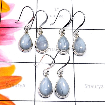 3 Pair Blue Lace Agate O - SVP897-Sterling 925 Silver Cab Gemstone 3 Pair Handmade Wholesal 3 Pair Blue Lace Agate O - SVP897-Sterling 925 Silver Cab Gemstone 3 Pair Handmade Wholesal