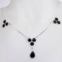23 inch Black Onyx B - BZN995-Semiprecious Cut n Cab Gemstone 925 Sterling Silver 23 in