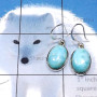 Larimar O - LDS988-Larimar Cab with 925 Sterling Silver Wholesale Plain Earr