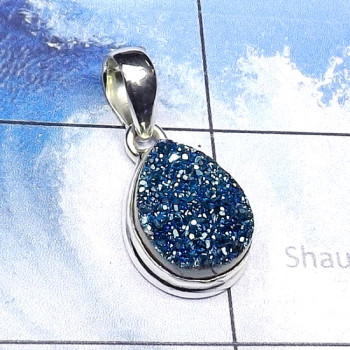 Flat Druzy G - DZP985-Beautiful Flat Druzy 925 Silver Manufacturer Handmade Who