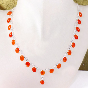 18 inch Carnelian Cab B - SCN999-Superior 925 Silver 18 inch Semiprecious Gemstone Handmad 18 inch Carnelian Cab B - SCN999-Superior 925 Silver 18 inch Semiprecious Gemstone Handmad