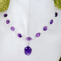 18 inch Amethyst Cab A - SCN998-Genuine Cut n Cab Gemstone Made in 925 Silver 18 inch Fan