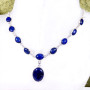 18 inch Lapis E - SCN998-Genuine Cut n Cab Gemstone Made in 925 Silver 18 inch Fan