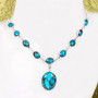 18 inch Blue Copper Turquoise F - SCN998-Genuine Cut n Cab Gemstone Made in 925 Silver 18 inch Fan