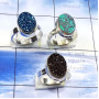 3 Pcs Flat Druzy A - SVP882-Window n Flat Druzy 3 Pcs 925 Silver Manufacturer Wholesa