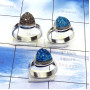 3 Pcs Flat Druzy A - SVP881-Superior 925 Silver with Window n Flat Druzy 3 Pcs Wholes