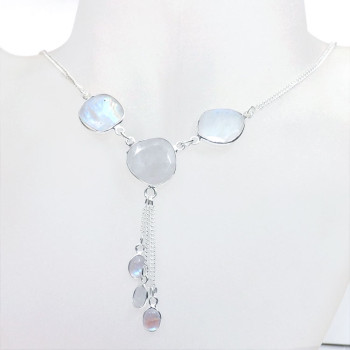 18 inch Rainbow Cut B - SCN993-18 inch Beautiful Bezel Setting Chain Necklace with 925 S 18 inch Rainbow Cut B - SCN993-18 inch Beautiful Bezel Setting Chain Necklace with 925 S