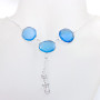 18 inch Blue Chalcedony E - SCN993-18 inch Beautiful Bezel Setting Chain Necklace with 925 S