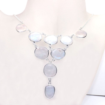 18 inch Rainbow Moonstone Cut D - SCN992-Sterling 925 Silver 18 inch Bezel Setting Cut Gemstone Ch 18 inch Rainbow Moonstone Cut D - SCN992-Sterling 925 Silver 18 inch Bezel Setting Cut Gemstone Ch
