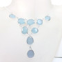 18 inch Aqua Hydro F - SCN992-Sterling 925 Silver 18 inch Bezel Setting Cut Gemstone Ch