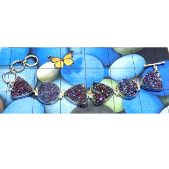 Titanium Drusy E - SPB928-Flat, Window, Titanium Druzy 925 Silver Handmade Trendy B