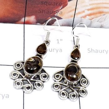 Tourtella Jasper I - SDE817-Semiprecious Cut n Cab Gemstone 925 Silver Black n Rose R