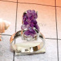 Plain Silver Amethyst Druzy H - SPR976-925 Silver Rose Rhodium with Amethyst Druzy Prong Setting