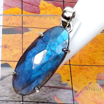 Labradorite Cut C - SPS956-Chacker Cut Labradorite n Rainbow Superior 925 Silver Han