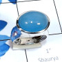 Blue Chalcedony A - SCR906-Cab Gemstone 925 Silver Manufacturer Beautiful Casting Ri