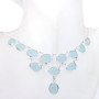 18 inch Aqua Hydro A - SCN981-Sterling 925 Silver 18 inch with Cut Gemstone Bezel Chain