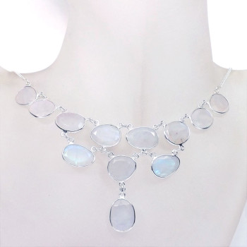 18 inch Rainbow Moonstone C - SCN981-Sterling 925 Silver 18 inch with Cut Gemstone Bezel Chain 18 inch Rainbow Moonstone C - SCN981-Sterling 925 Silver 18 inch with Cut Gemstone Bezel Chain