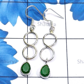 Emerald Corundum B - SDE815-Genuine Cut n Cab Gemstone 925 Silver Handmade Designer E