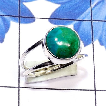 Crysocola B - PSR881-Solid 925 Silver with Semiprecious Gemstone Stunning Ring